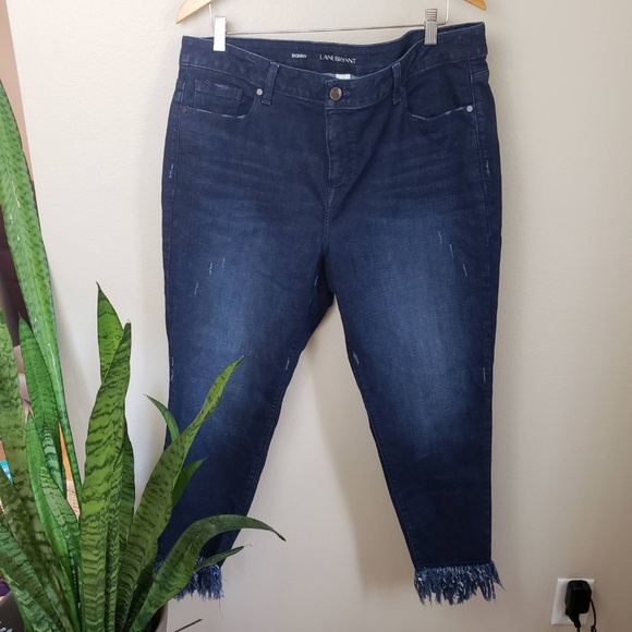 Lane Bryant Fray Hem Jeans Fringe Skinny 20 boho - Picture 2 of 4